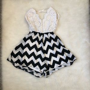 Black and white romper